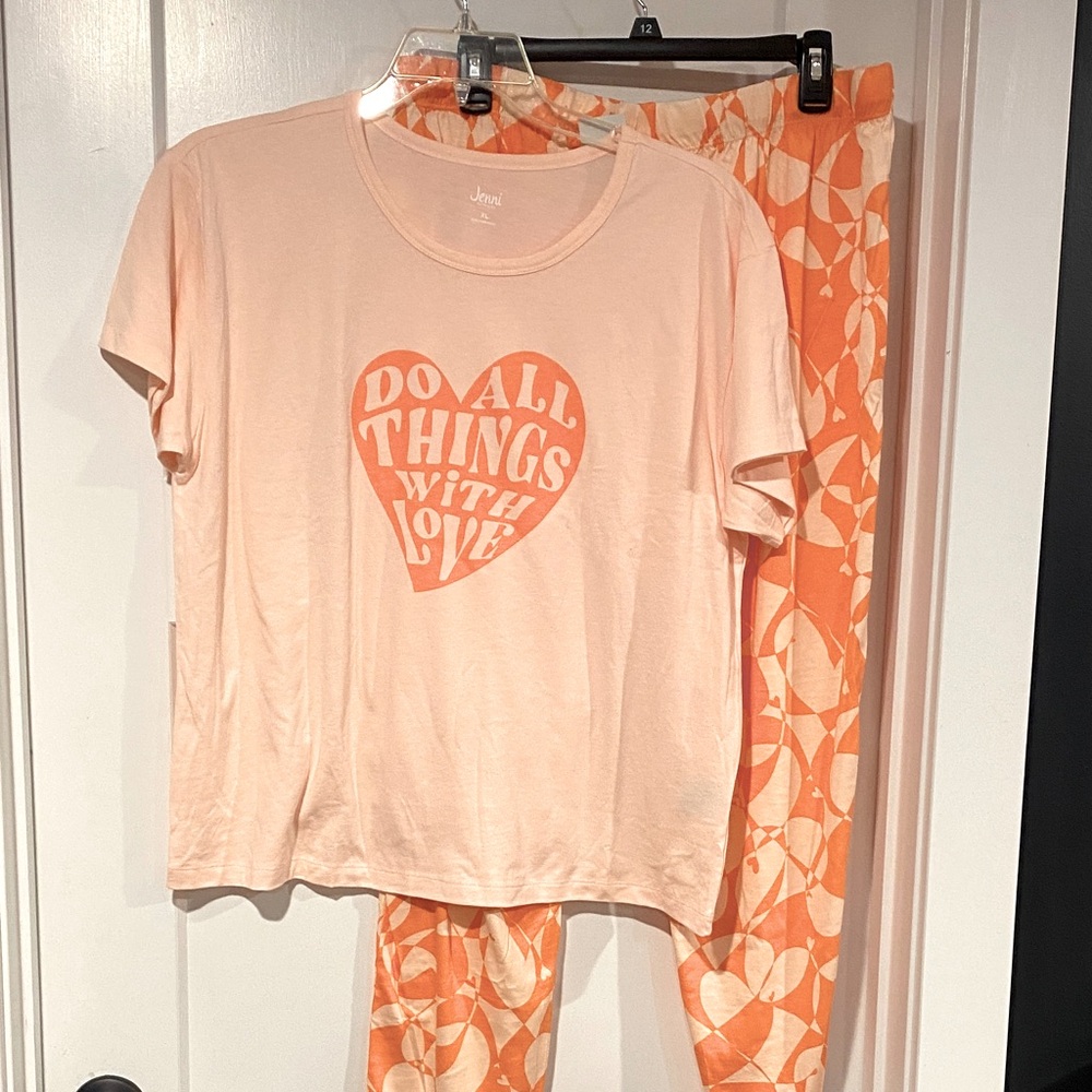 Jenni Ladies Pajamas Set - Peach and Orange